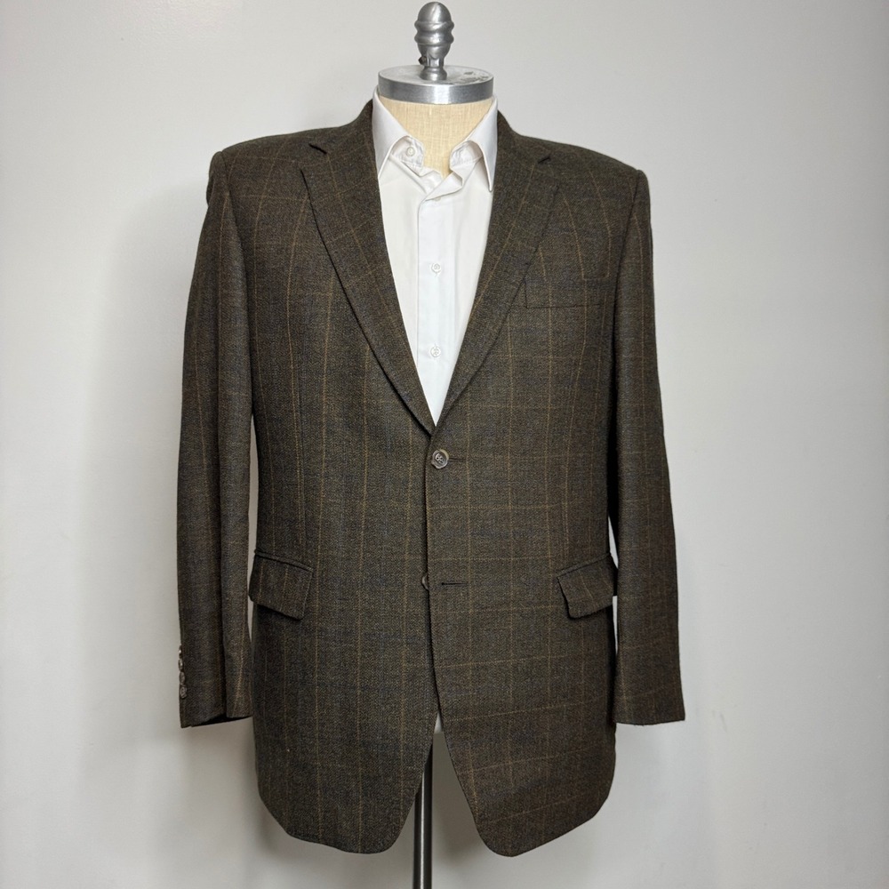 Alexander Julian‎ Mens American Modern Blazer Jacket Wool Alpaca Plaid 44L